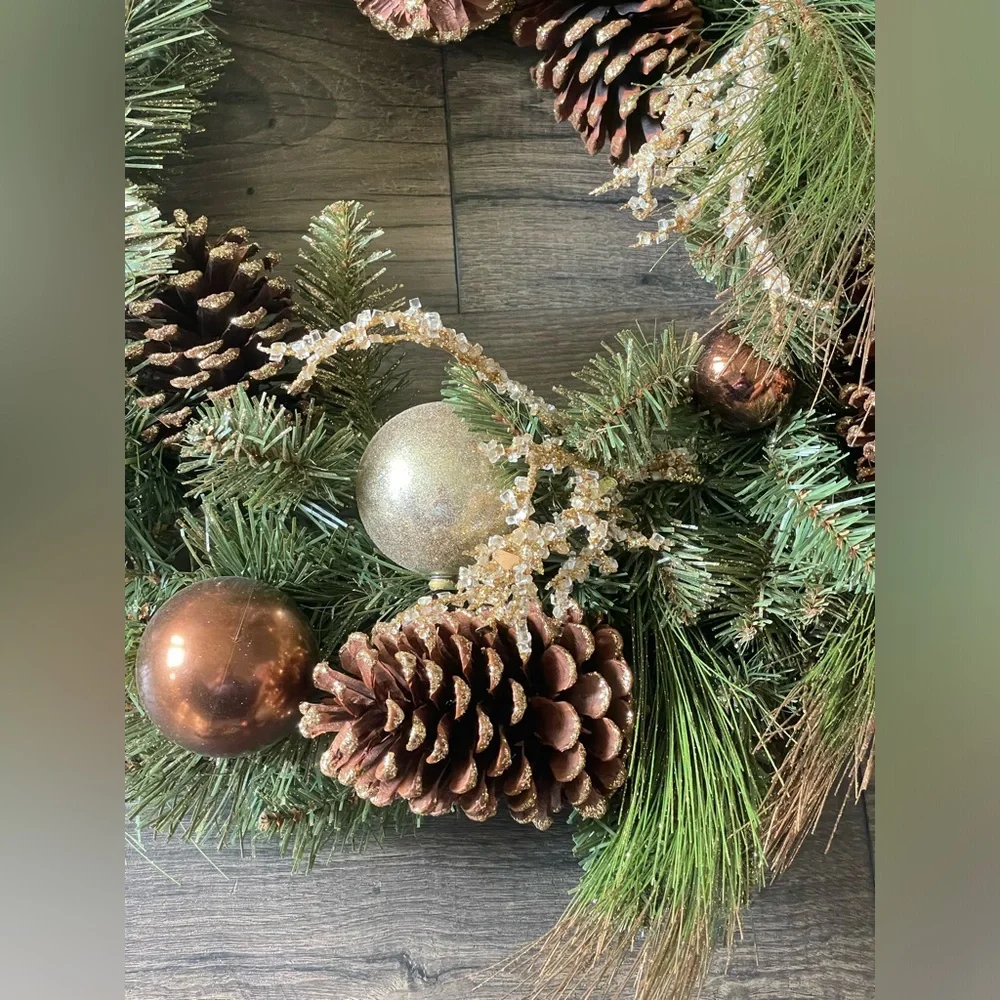 Pier 1 Gold and Brown Ornament Wreath